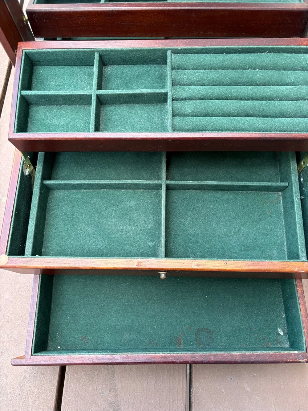 Vtg Wooden Jewelry Box 12x7.5x6 in-has some wear: solid wood. See photos/video